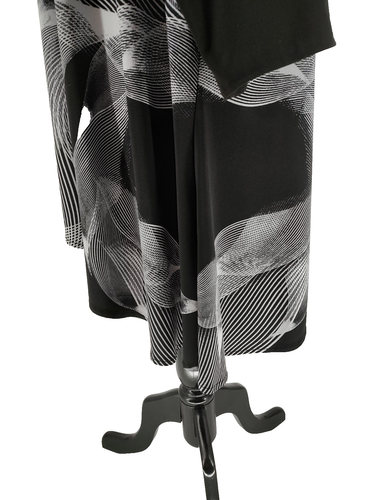 Haut tunique fluide géométrique noir femme Alfani taille 3X mouchoir ourlet manches 3/4 - Photo 7/12