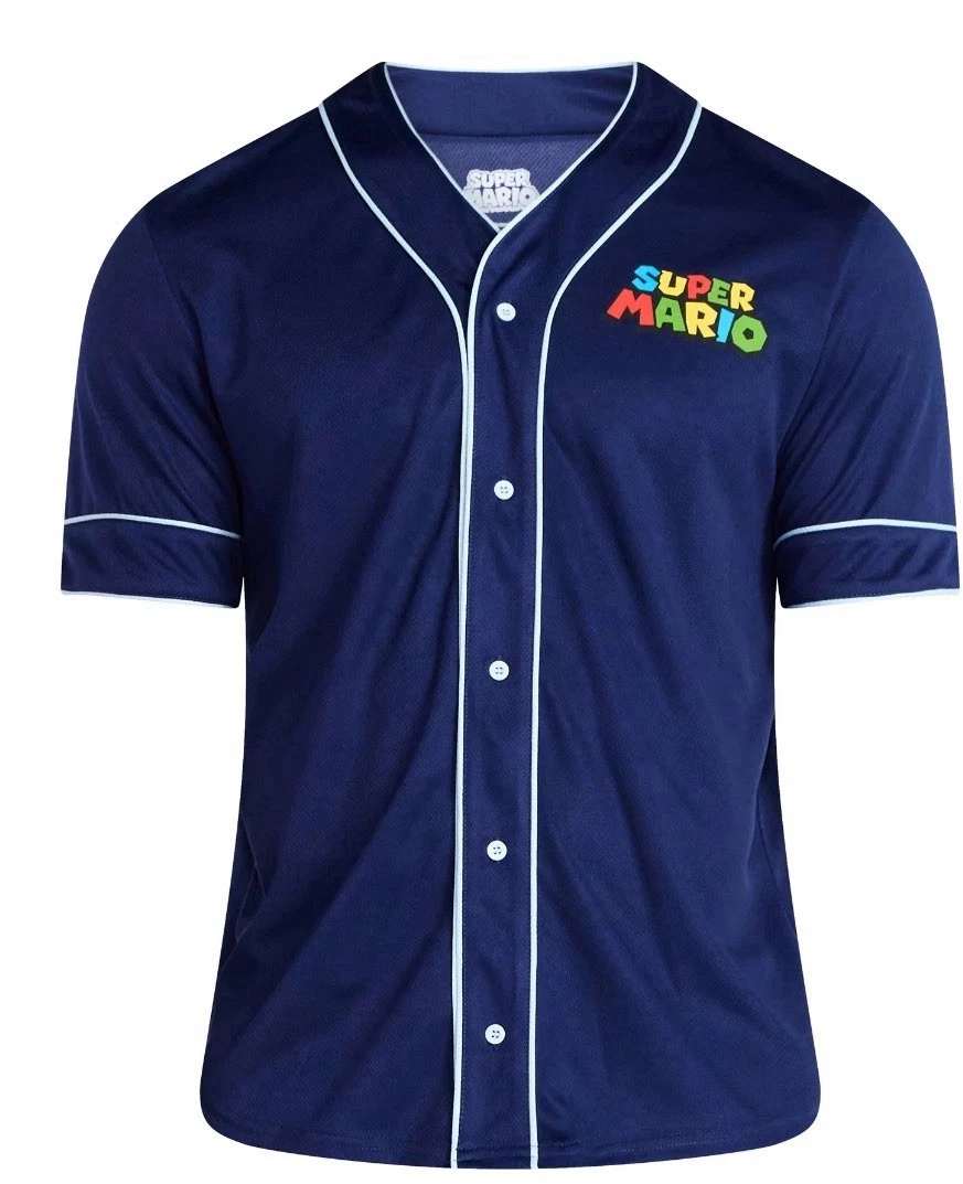 Nintendo Super Mario Bros. Mens S-2XL Baseball Jersey Video Game Shirt NWT