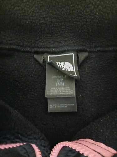 The North Face Black/Pink Full Zip Fleece Jacket Girls Size Small Petite 7-8 - Picture 3 of 4