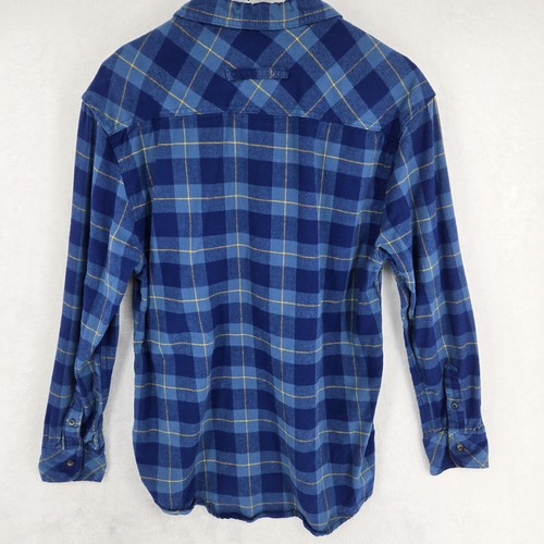 Gioberti Shirt Mens Small Blue Plaid Flannel Button Down Corduroy Collar Casual - Picture 2 of 7