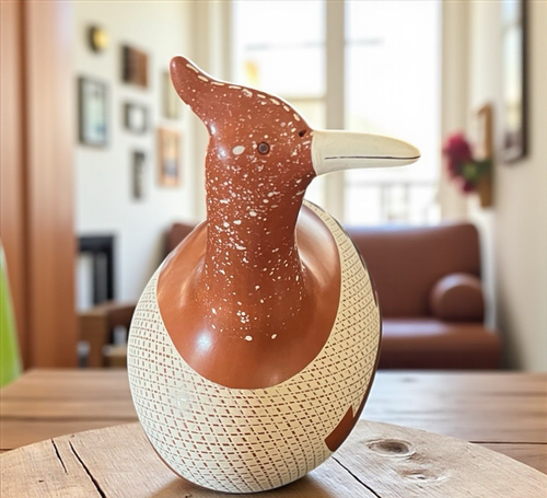 Mata Ortiz Pottery Jerardo Tena Paquime Orange Clay Roadrunner Mexican Fine Art - Foto 5 di 10