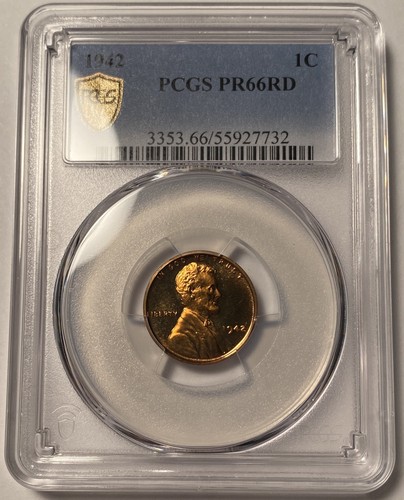 1942 Lincoln Wheat Cent PCGS PR66RD Gem Proof rot - Bild 1 von 6