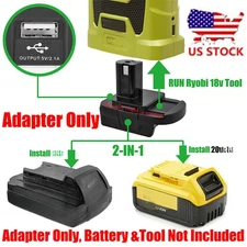 1x Adapter fits Ryobi 18v Tools To for DeWalt 20v & Milwaukee M18 Li-lon Battery