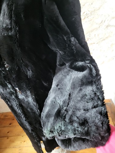 Ancien manteau femme en lapin rasé ? années 40 Old fur coat 1940 T44 sz XL+ - Imagen 6 de 21