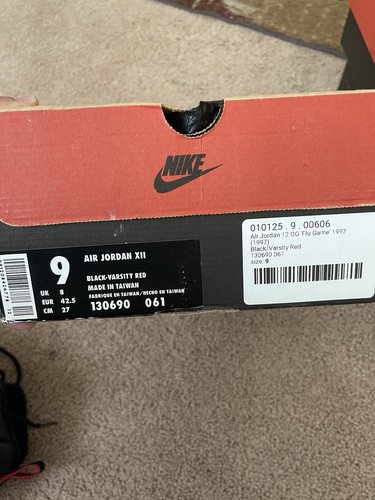 Air Jordan 12 OG 1997 Flu Game Sneakers Size 9 - Picture 13 of 13