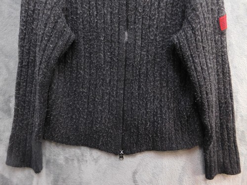 Abercrombie & Fitch Sweater Ribbed Mens XL Charcoal Wool Blend Full Zip Made USA - Picture 3 of 12