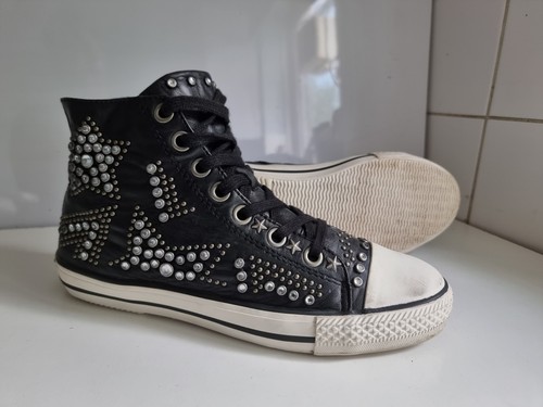 ASH VIBRATION DESIGNER UK 7 EU 40 WOMENS BLACK WHITE LEATHER FLAT BOOTS TRAINERS