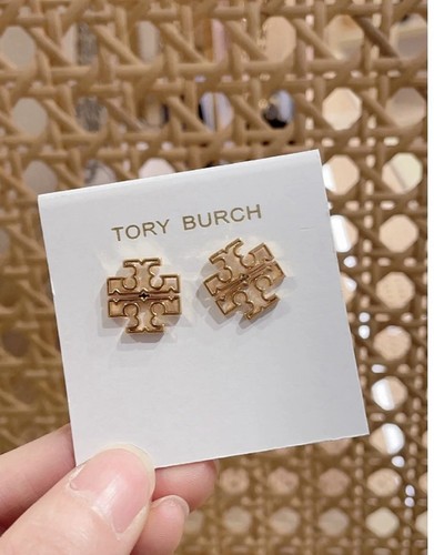 Tory Burch Lady Classic Double T Stud Lady earrings Simple Timeless Gold plated - Picture 2 of 6