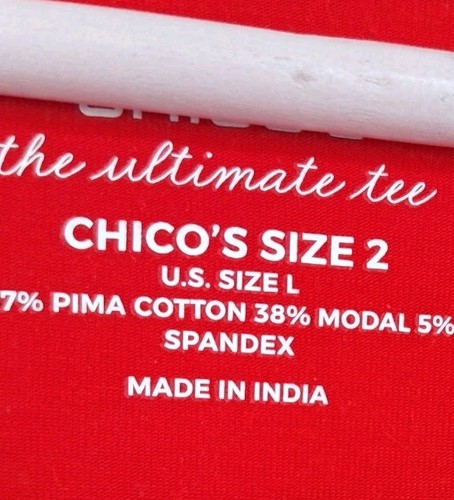 Tunica Tunica Chico's Ultimate 2 (US L) Pima misto cotone manica 3/4 scollo a V rosso polvere - Foto 3 di 11