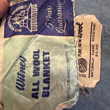 Witney - Vintage Pure new Wool Blanket 100% Wool. 216cmx160cm Approx. Blue