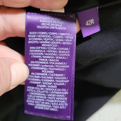 Ralph Lauren Purple Label Blezer Męska 42R Czarna Hadley Podwójna dzianina Bawełniana kurtka - Zdjęcie 11 z 12