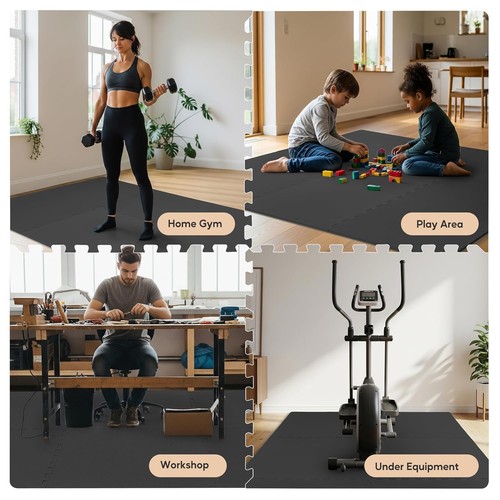 HealSmart12pc Puzzle Exercise Mat w/EVA Foam Interlocking Tiles 48Sq Ft GYM Home - Picture 31 of 46