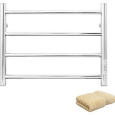 Electric Wall-Mounted Towel Warmer with Timer Stainless Steel 4 Bars for Bath...