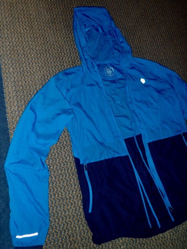 Asics Jacket Full Zip Light Weight Hoodie Blue Windbreaker Medium - Picture 4 of 7