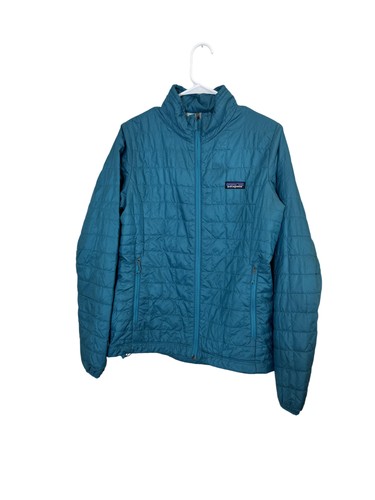Patagonia Jacket Womens Medium Teal Quilted Insulated Zip Puffer Lightweight - Picture 1 of 13