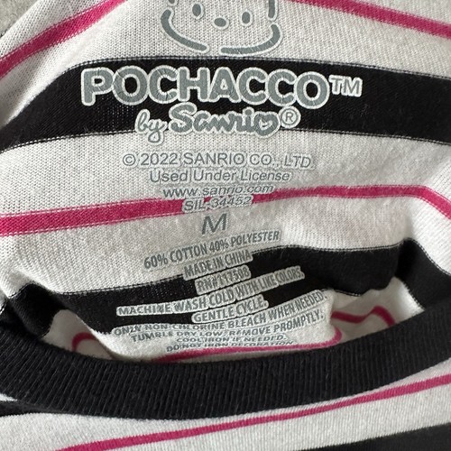 Sanrio Pochacco Womens Sz M Striped Ringer T-Shirt Hello Kitty Retro Cropped - Picture 6 of 6