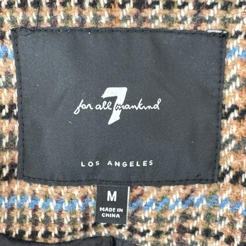7 For All Mankind Plaid Classic Blazer Jacket Size M Brown Wool Blend Lined - Picture 13 of 14