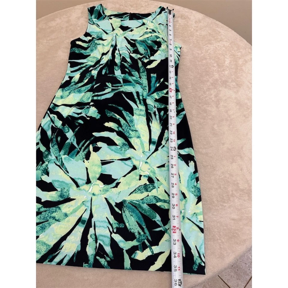 Connected Women's Green Floral Sleeveless Sheath Dress Size 8 Casual - Image 3 of 4