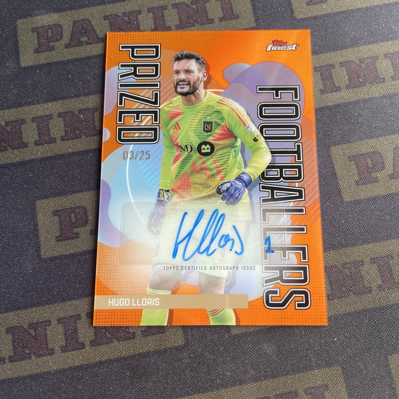 2024 Topps Finest MLS Hugo Lloris Autograph Prized Orange 3/25 France LAFC