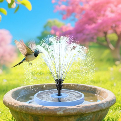 Solarbrunnen mit verschiedenen Sprüheffekten 3,5W Solar Glasplatte Vogeltränke - Bild 18 von 24