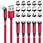 Magnetic Charging Cable, 540° Rotating Phone Charger [6-Pack, Red 