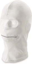 Italian Alpine Balaclava Cold Weather Mask Wool Blend Zip-Open Mouth White OSFA