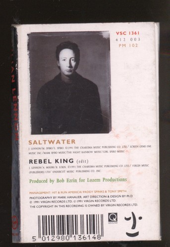 Julian Lennon Saltwater cassette UK Virgin 1991 cassette single in card slipcase - Picture 2 of 2