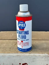RARE Vintage 1960s AVIEX Starting Fluid Can Gas Oil Cone Top EXCELLENT!