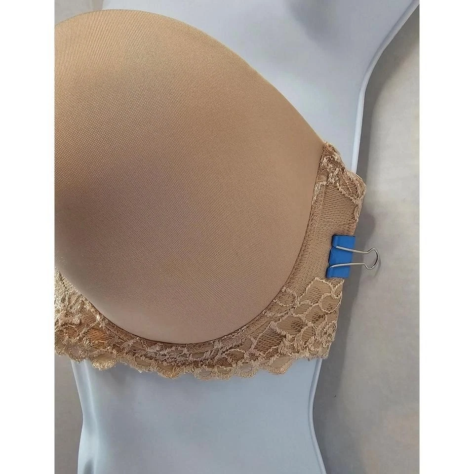 Sujetador sin tirantes Felina Lingerie acolchado con aros ribete de encaje beige talla 36D Foto 3 de 4