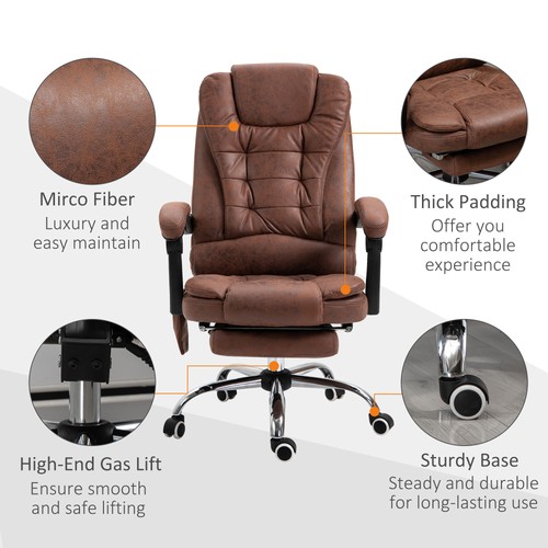 Vinsetto Ergonomic Heated 6 Points Vibration Massage Office Chair, Brown - Picture 8 of 12