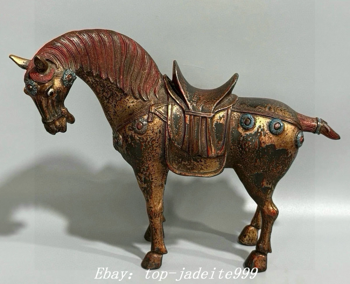 马中国风青铜雕像、雕像| eBay