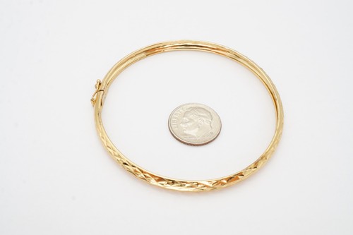 Bracciale in argento sterling 925 placcato oro 7,25" testurizzato - Foto 2 di 8