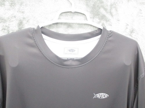 AFTCO Fishing Shirt XL Gray Long Sleeve Performance Polyester UPF Sun Tee Fish - Picture 2 of 10