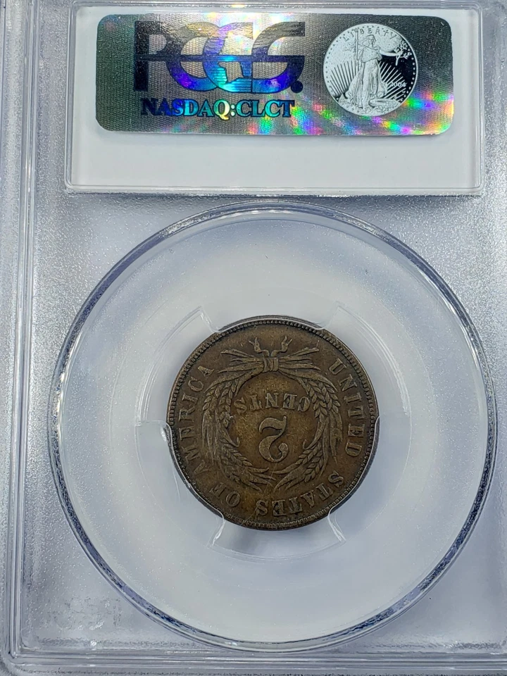 1870 Two 2 Cent Piece PCGS & CAC XF45 Semi-Key Date - Image 4 of 4