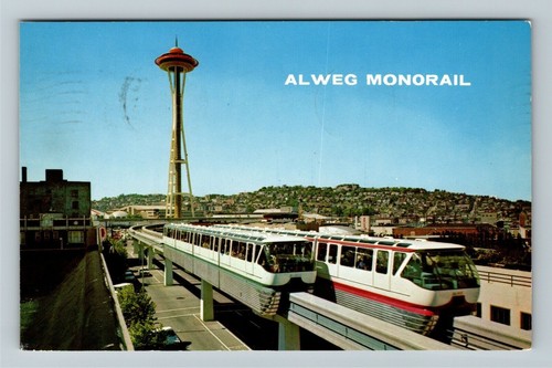 Seattle WA-Washington, Weltausstellung, Alweg Monorail Vintage Souvenir Postkarte