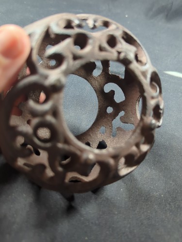 Set 2 Sizes Vintage Round S Design Cast Iron Votive Candle Holders 2.5- 3" Rare - Picture 5 of 9