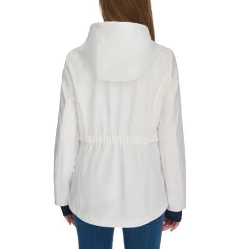 Neu ohne Etikett Tommy Hilfiger Damen-Regenjacke weiß mit Kapuze Large - Bild 2 von 3