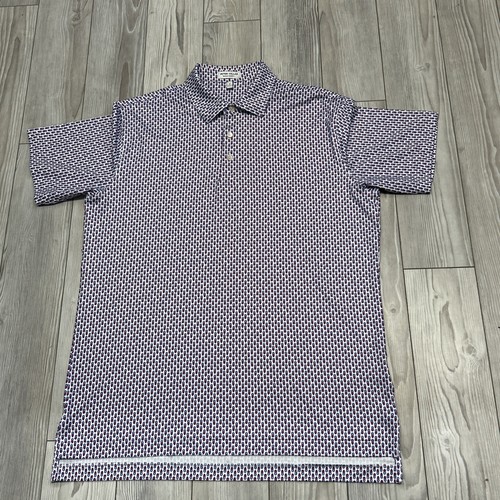 Peter Millar Crown Sport Summer Comfort Fun Print Polo Shirt Men's Size Large