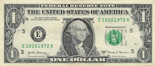 Geburtstagsschein 26. Juni 1972 ausgefallene Seriennummer One Dollar Schein E16261972A - Bild 2 von 3