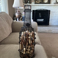 Decorative Wire Wine Bottle With Corks 16 “ High