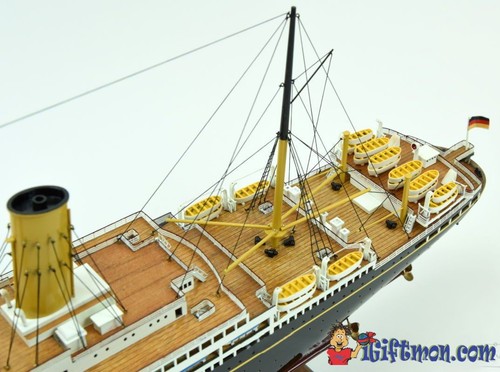 SS BISMARCK GERMAN passenger ship 39" fully built wood model with stand - Picture 3 of 12