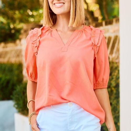 Mary Square Top Skylar Coral Blouse Women’s Size XL - Picture 10 of 12