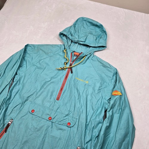 Merrell Pullover Anorak Jacket Mens Medium Hooded Teal Orange Trim Origins 1981 - Picture 4 of 11