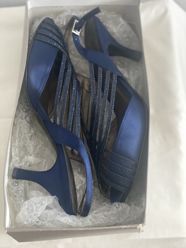 Navy High Heeled Crossover Sandals Size 7 Brand New