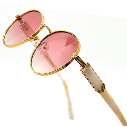Round Sunglasses Women Gold Frame Pink Lens Fashion Shades Designer Style Lentes - Picture 1 of 6