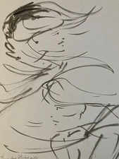 Large drawing Daniel Schintone ink drawing expressionist portrait woman art