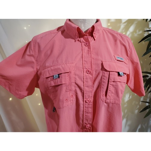 Columbia PFG Women Bahama II Short Sleeve Button Fishing Shirt Size M Pink UV 50 - Picture 5 of 10