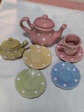 Child's Tea Set Vintage Ceramic Miniature Pink Roses Pattern