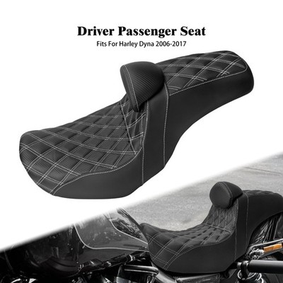 Fahrer Beifahrer mit Rückenlehne Schwarz Sitz Für Harley Dyna Super Glide 06-17