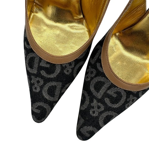 D&G Dolce & Gabbana Denim Logo Slingback Heels - Picture 3 of 6